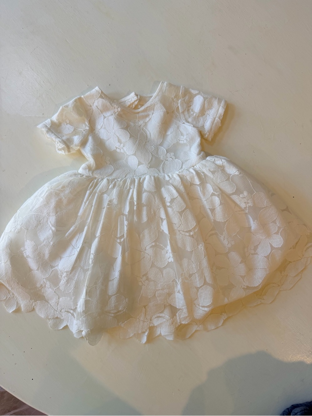 Ivory Floral Lace Short-Sleeve Dress for Kids
